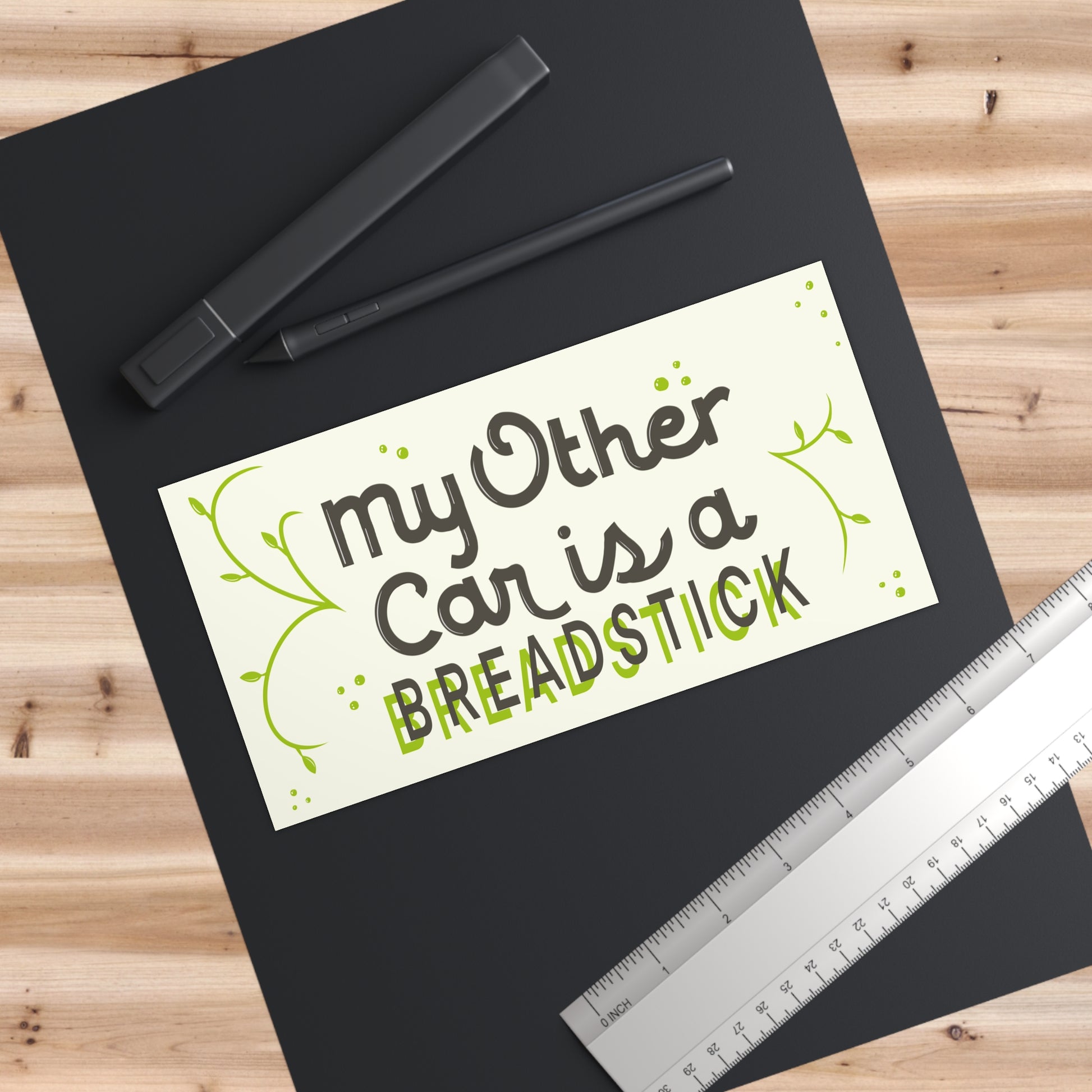 My Other Car Is a Breadstick - Absurdist Foodcore Vinyl Bumper Sticker