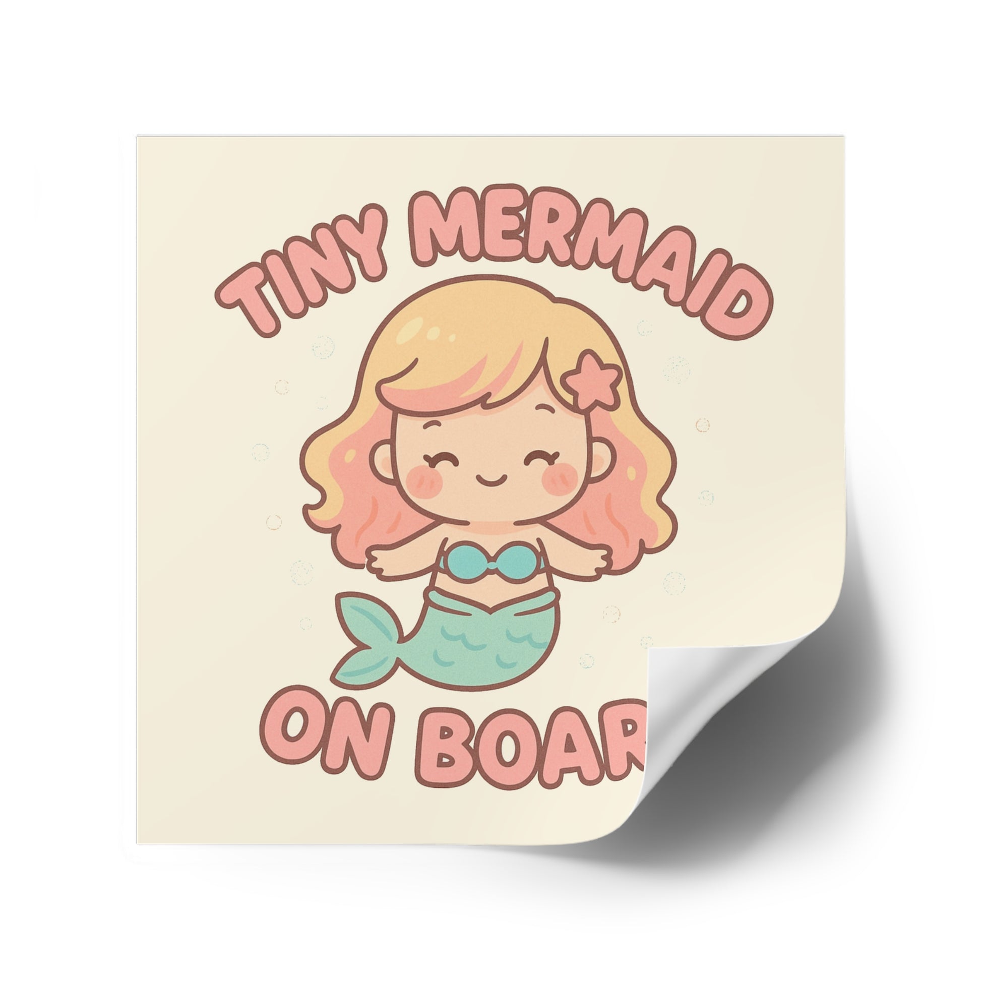 Tiny Mermaid On Board Sticker - Cute & Funny Baby Mermaid Bumper Decal, Magical Satirical Car Sticker, Fantasy Baby on Board Parody
