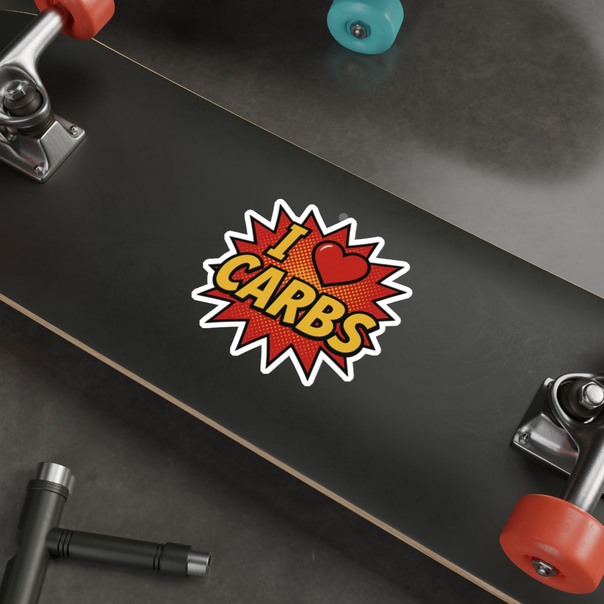 I <3 CARBS Bumper Sticker - Retro Comic Style Food Lover Decal for Car, Laptop, or Chaos Spreading