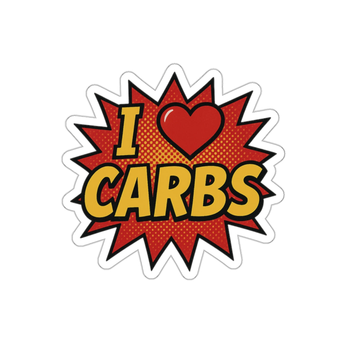 I <3 CARBS Bumper Sticker - Retro Comic Style Food Lover Decal for Car, Laptop, or Chaos Spreading