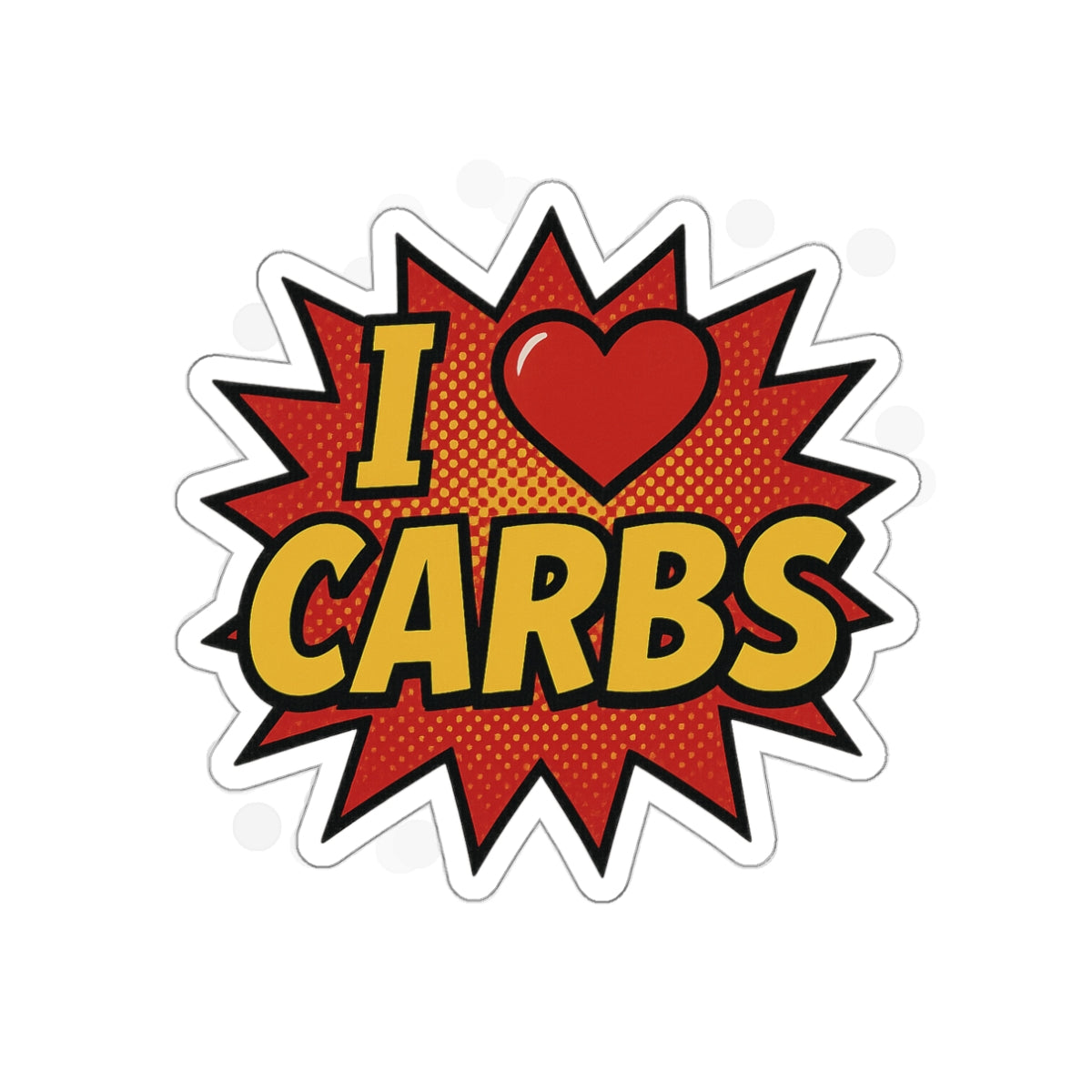 I <3 CARBS Bumper Sticker - Retro Comic Style Food Lover Decal for Car, Laptop, or Chaos Spreading