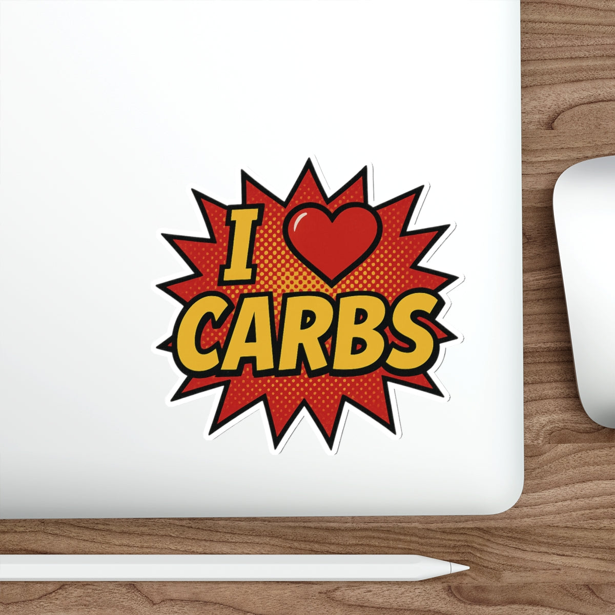 I <3 CARBS Bumper Sticker - Retro Comic Style Food Lover Decal for Car, Laptop, or Chaos Spreading