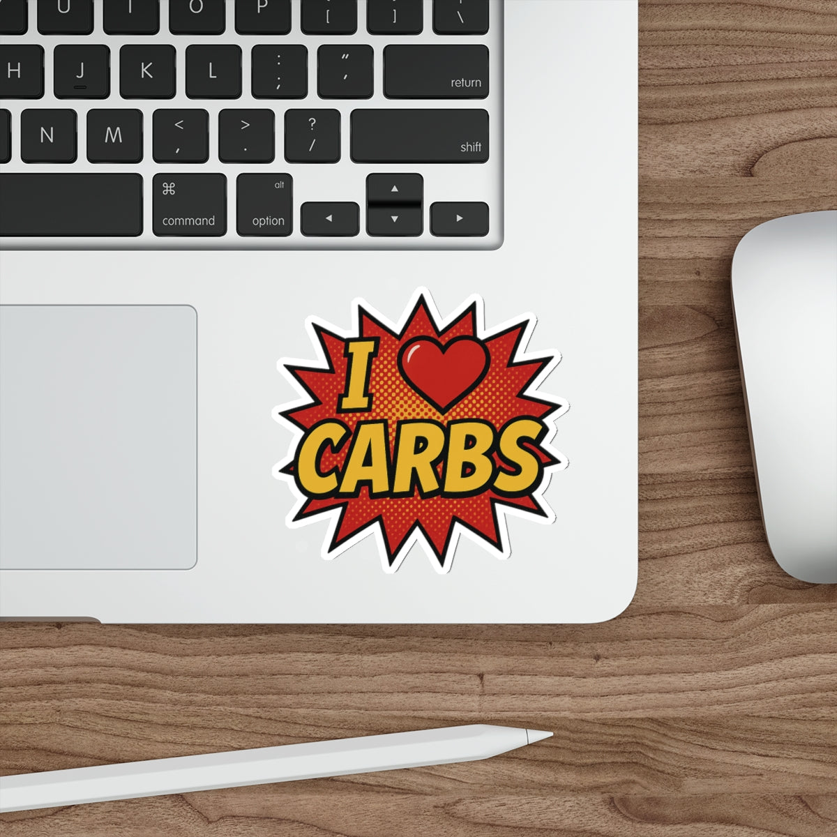 I <3 CARBS Bumper Sticker - Retro Comic Style Food Lover Decal for Car, Laptop, or Chaos Spreading