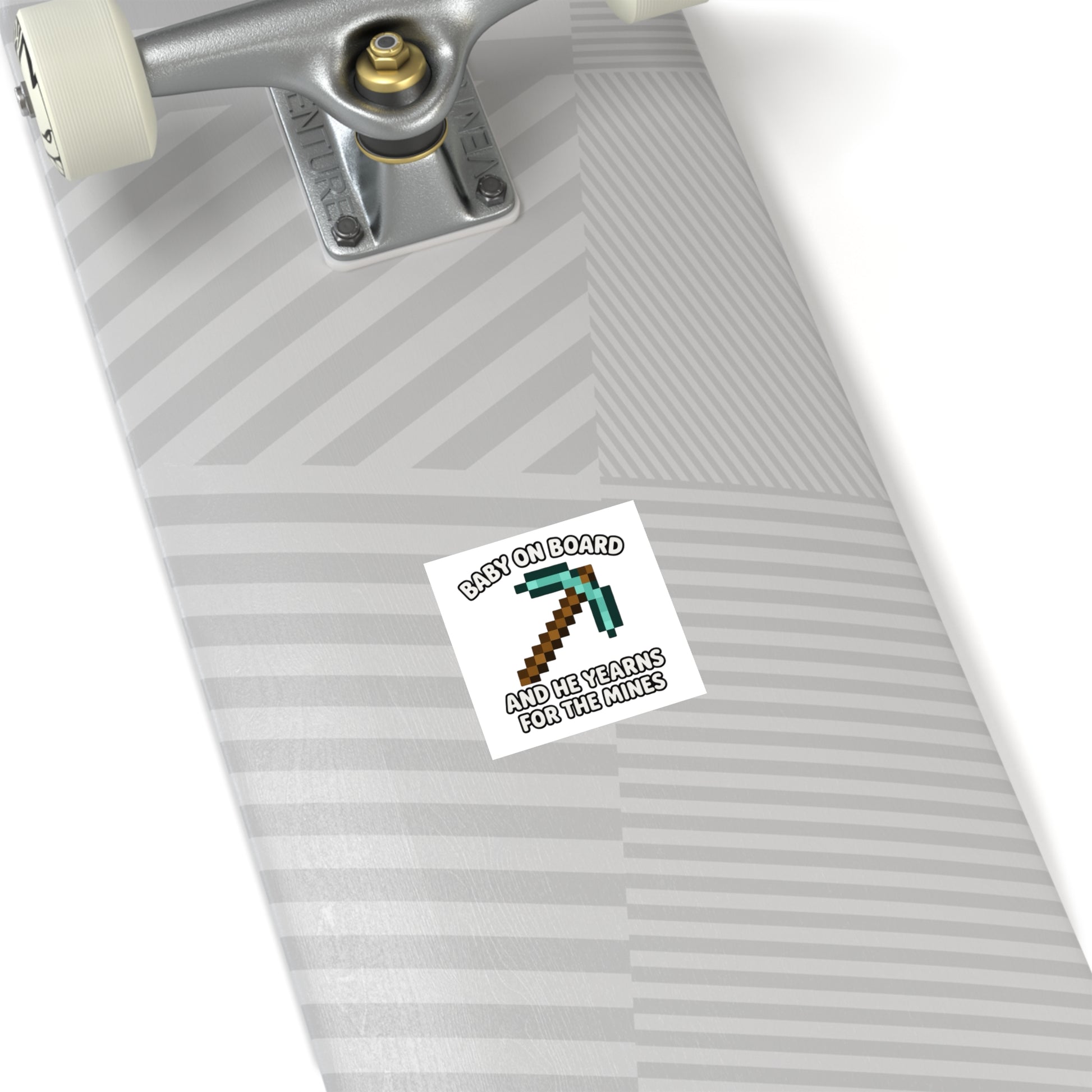 Baby On Board and He Yearns for the Mines - Funny Minecraft Bumper Sticker, Pickaxe Baby Car Decal, Satirical Child Labor Meme