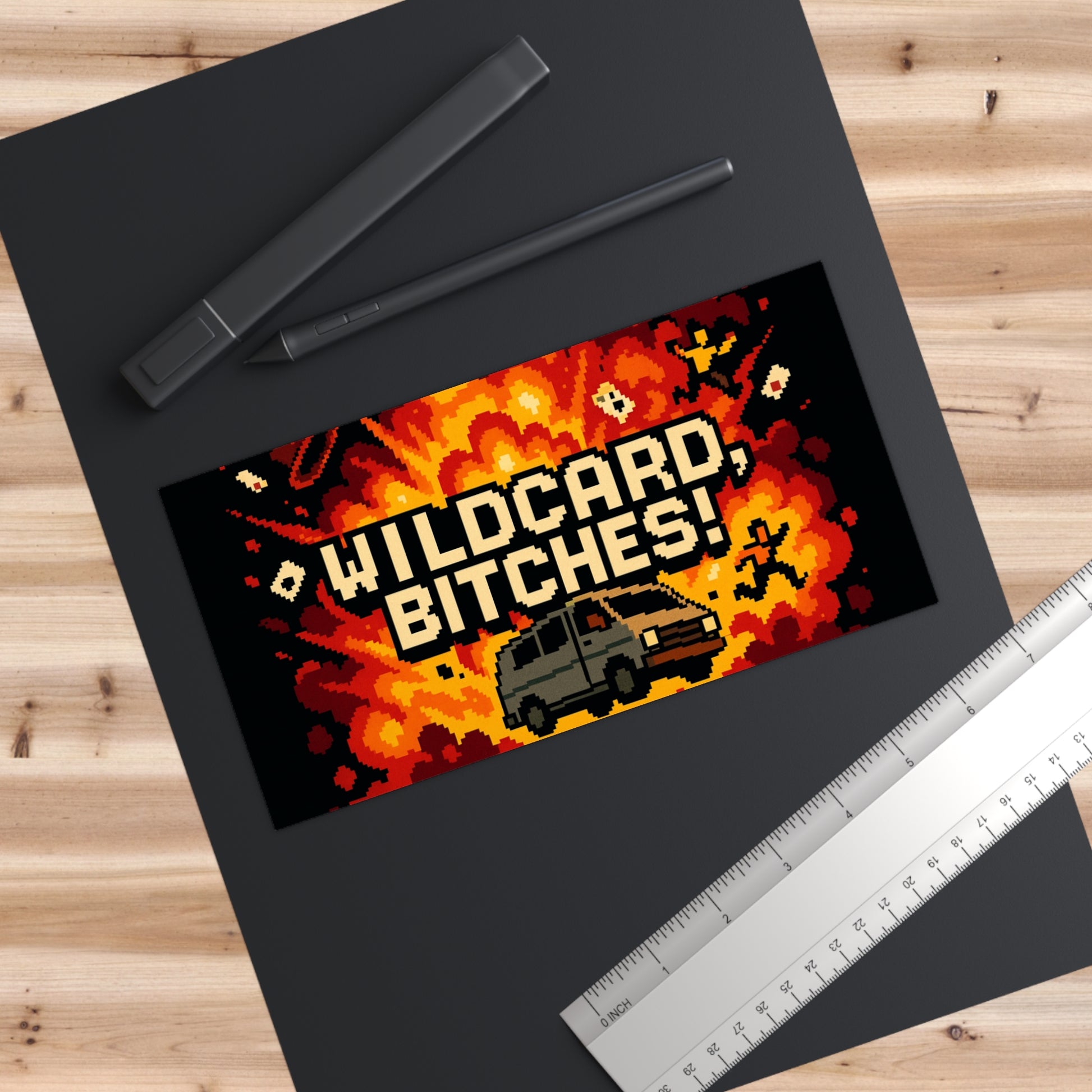 Wildcard B!tches! - 8bit Explosion Bumper Sticker - Chaotic Car Decal