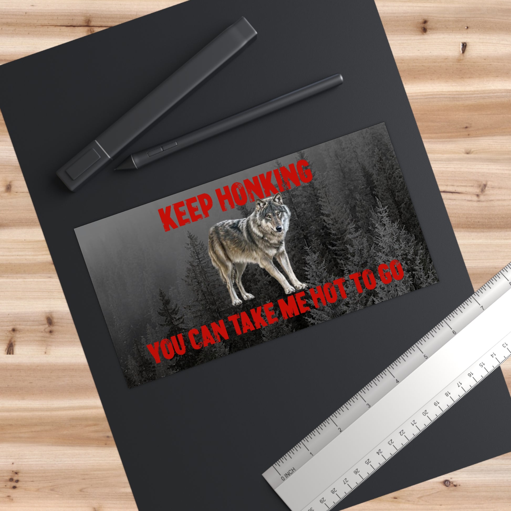 Funny Wolf Meme Waterproof Sticker - Car Decal, Humorous Gift, Absurd Humor, Road Trip Essentials, Hot To Go