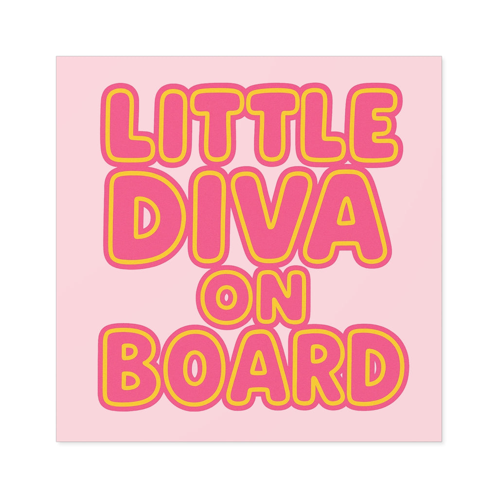 Little Diva On Board Sticker - Funny Baby Diva Bumper Decal, Sassy Baby on Board Parody, Satirical Glam Baby Car Sticker