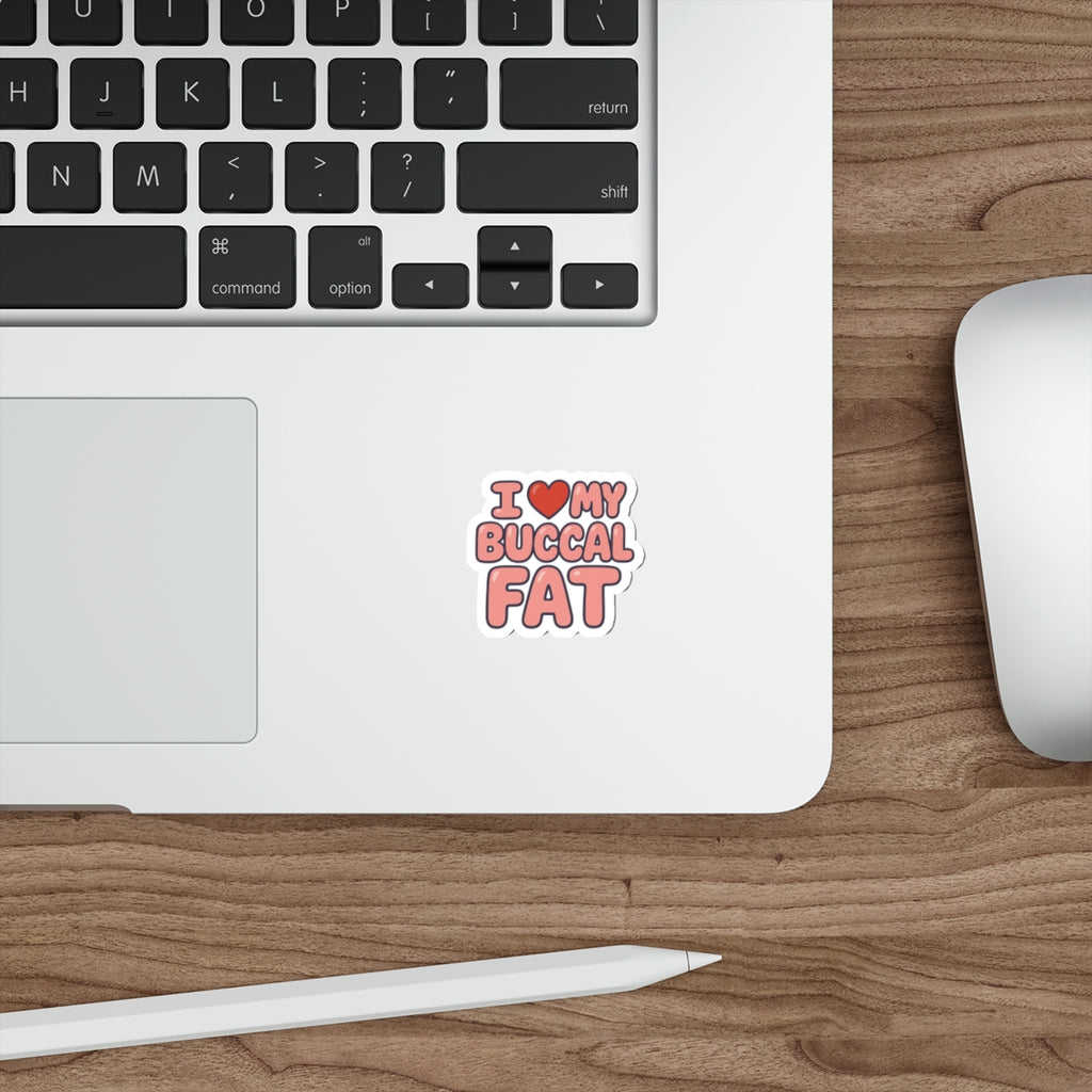 I <3 My Buccal Fat Bumper Sticker- Glossy Body Positivity Vinyl Decal for Cars, Laptops & Chaos Enthusiasts
