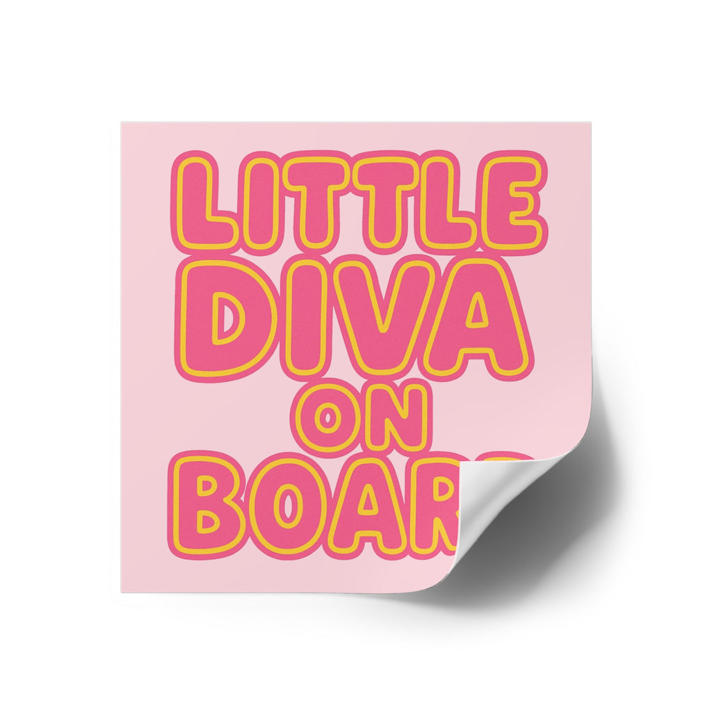 Little Diva On Board Sticker - Funny Baby Diva Bumper Decal, Sassy Baby on Board Parody, Satirical Glam Baby Car Sticker