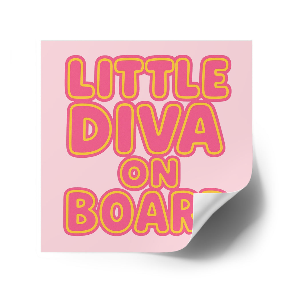 Little Diva On Board Sticker - Funny Baby Diva Bumper Decal, Sassy Baby on Board Parody, Satirical Glam Baby Car Sticker