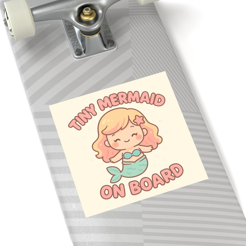 Tiny Mermaid On Board Sticker - Cute & Funny Baby Mermaid Bumper Decal, Magical Satirical Car Sticker, Fantasy Baby on Board Parody