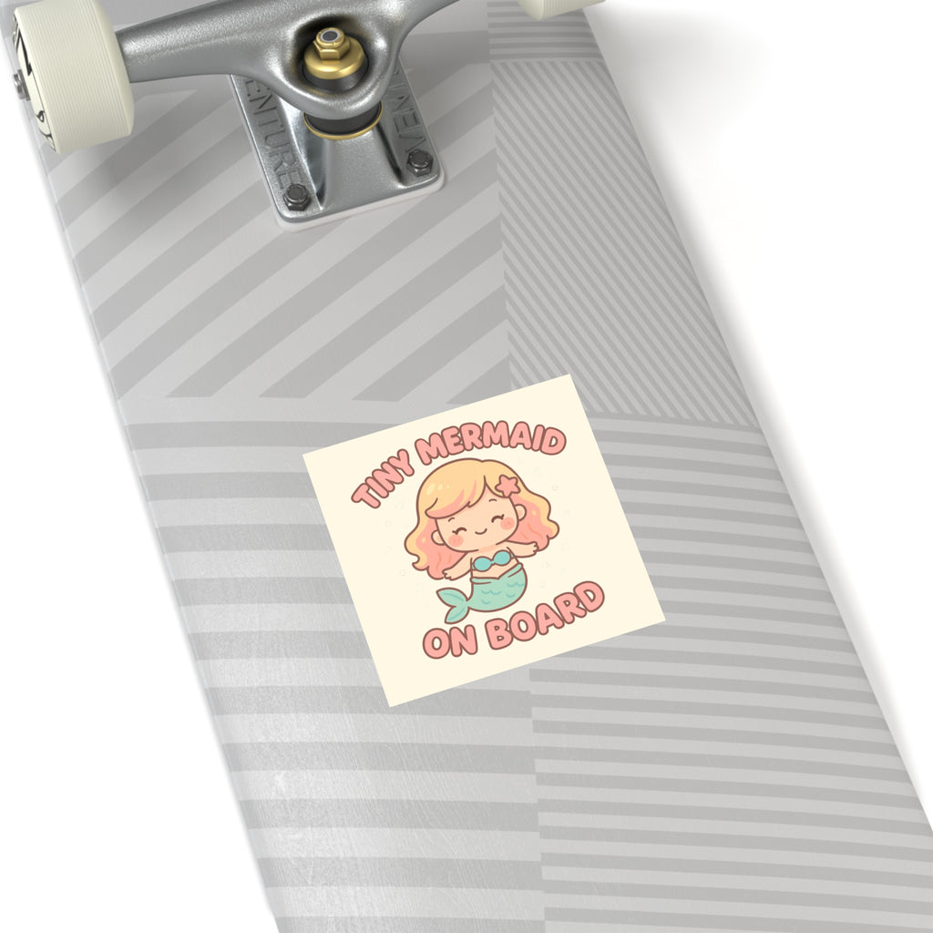 Tiny Mermaid On Board Sticker - Cute & Funny Baby Mermaid Bumper Decal, Magical Satirical Car Sticker, Fantasy Baby on Board Parody