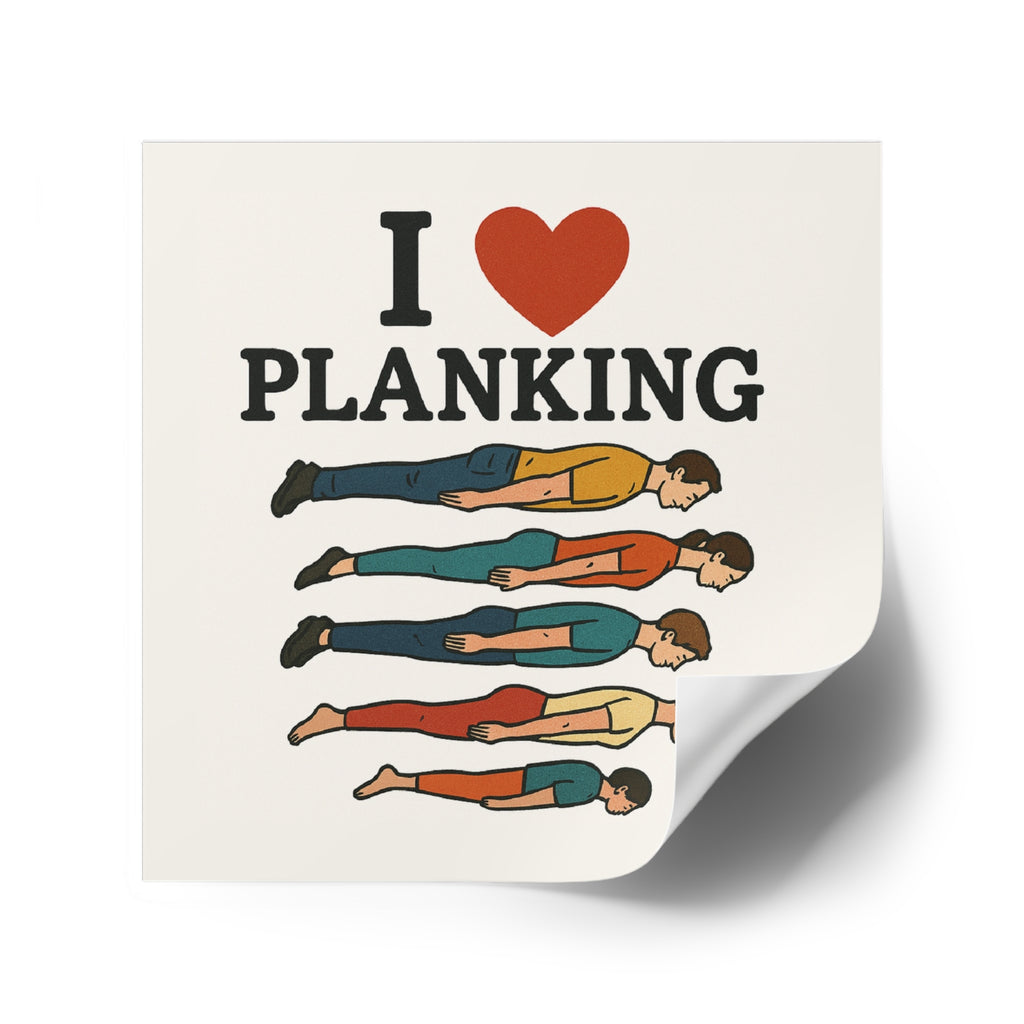 I Heart Planking Sticker - Funny Retro Meme Vinyl Decal - Ironic Absurd Humor, Internet Trend Revival, Shitpost Car Laptop Sticker