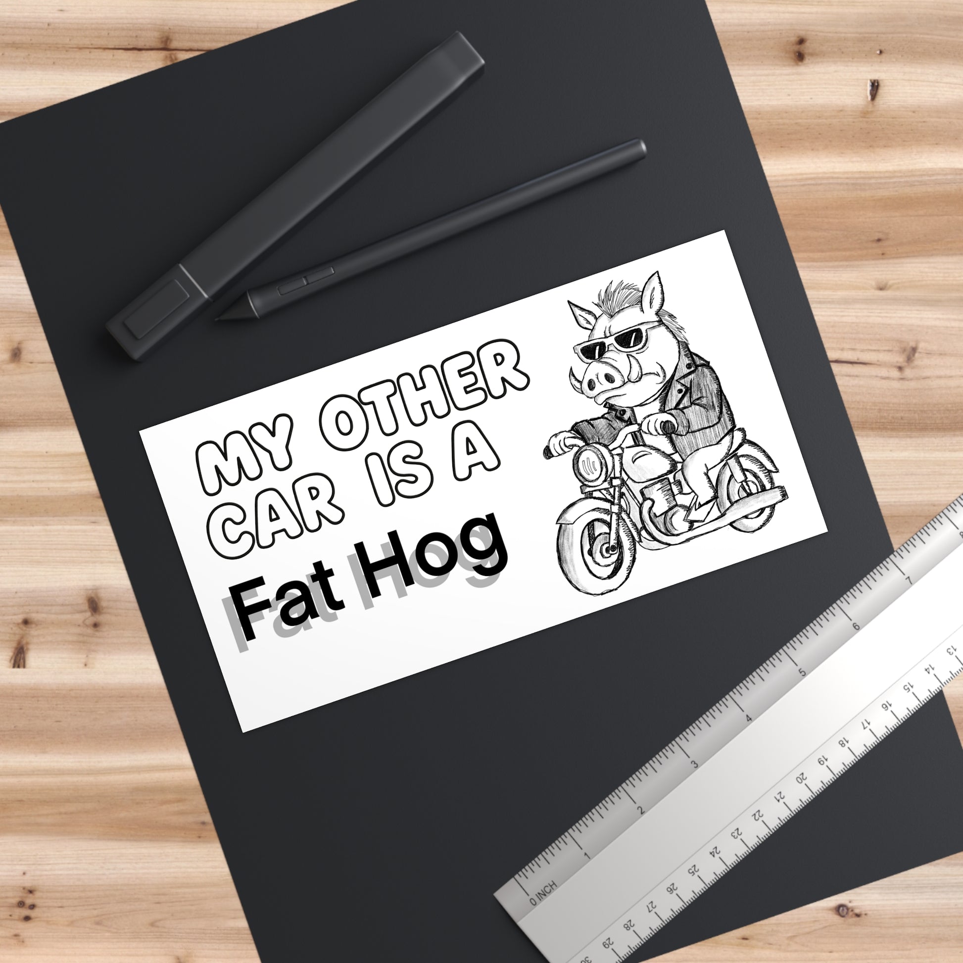 My Other Car Is a Fat Hog - Biker Warthog Humor Bumper Sticker - Absurd Humor Car Decal
