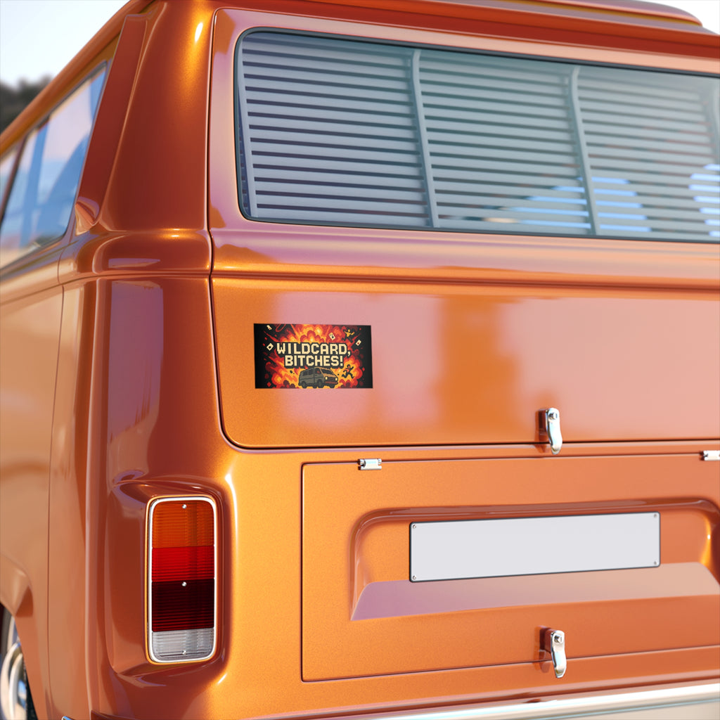 Wildcard B!tches! - 8bit Explosion Bumper Sticker - Chaotic Car Decal
