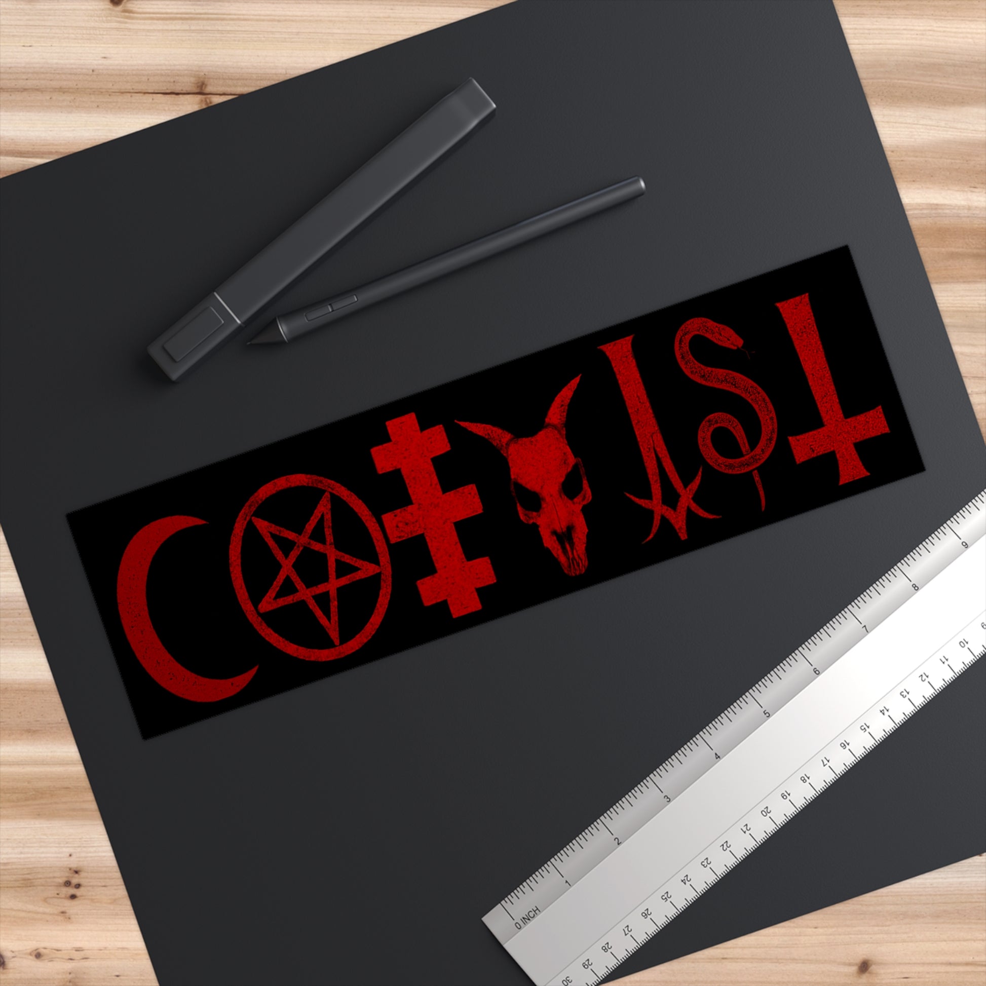 COEXIST But Evil Bumper Sticker - Satanic Parody with Pentagram, Inverted Cross, Occult Aesthetic, Dark Humor Vinyl Car Decal