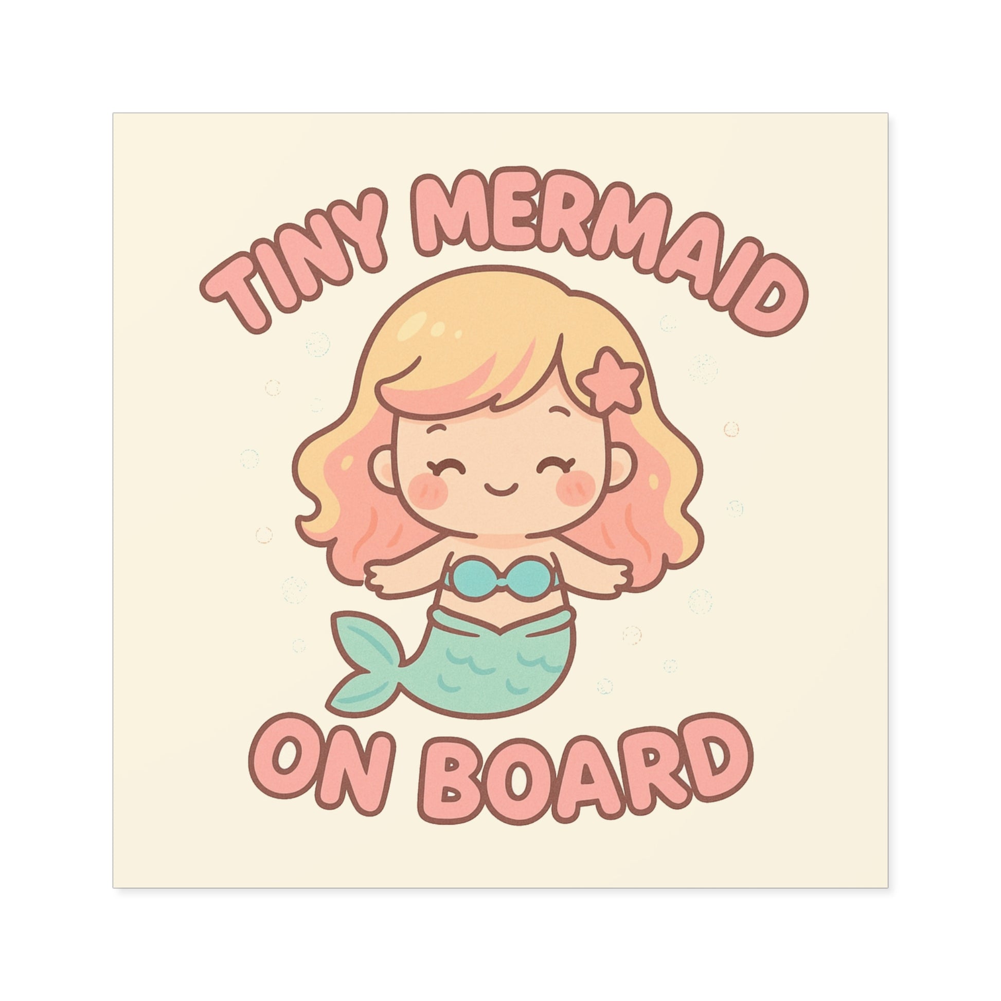 Tiny Mermaid On Board Sticker - Cute & Funny Baby Mermaid Bumper Decal, Magical Satirical Car Sticker, Fantasy Baby on Board Parody