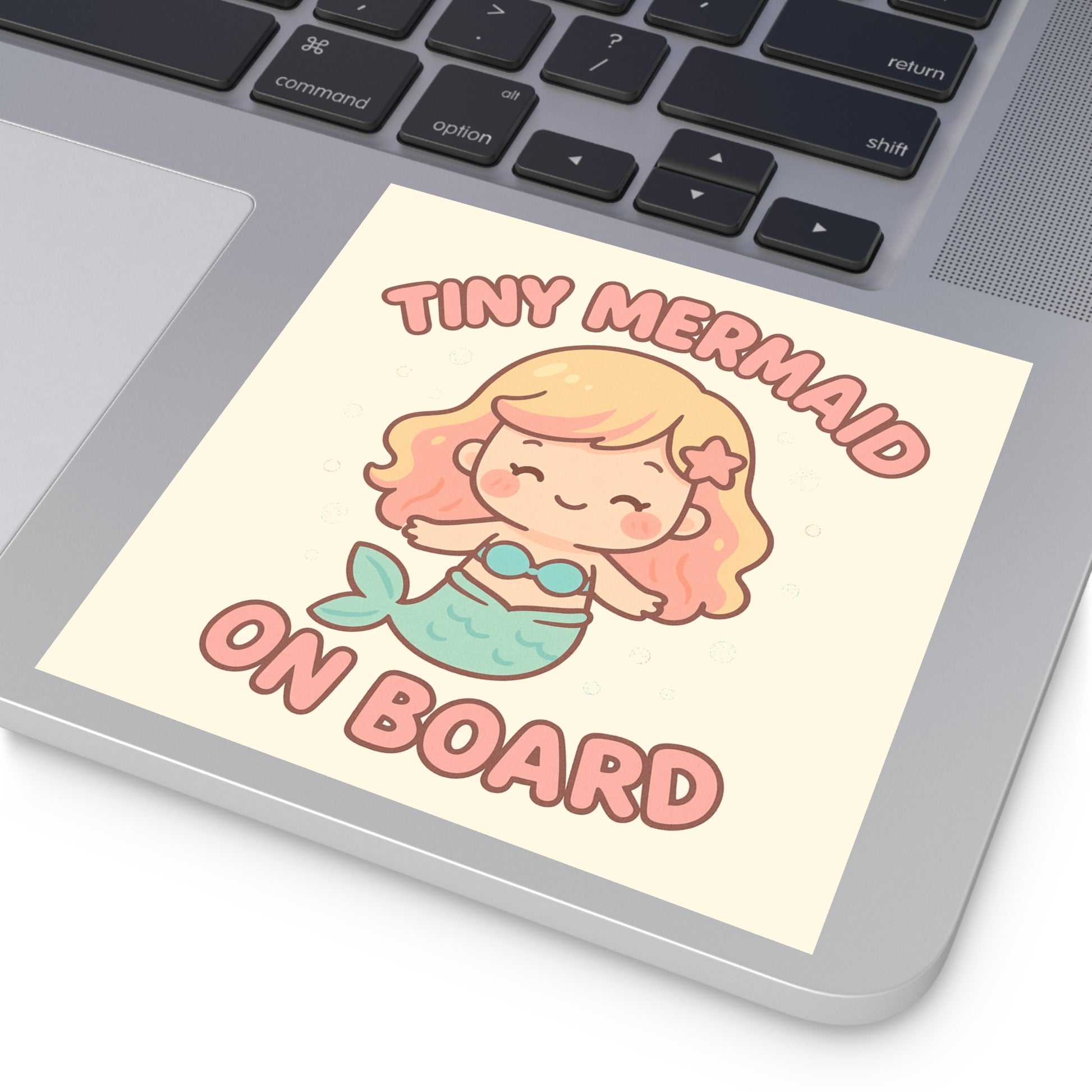 Tiny Mermaid On Board Sticker - Cute & Funny Baby Mermaid Bumper Decal, Magical Satirical Car Sticker, Fantasy Baby on Board Parody