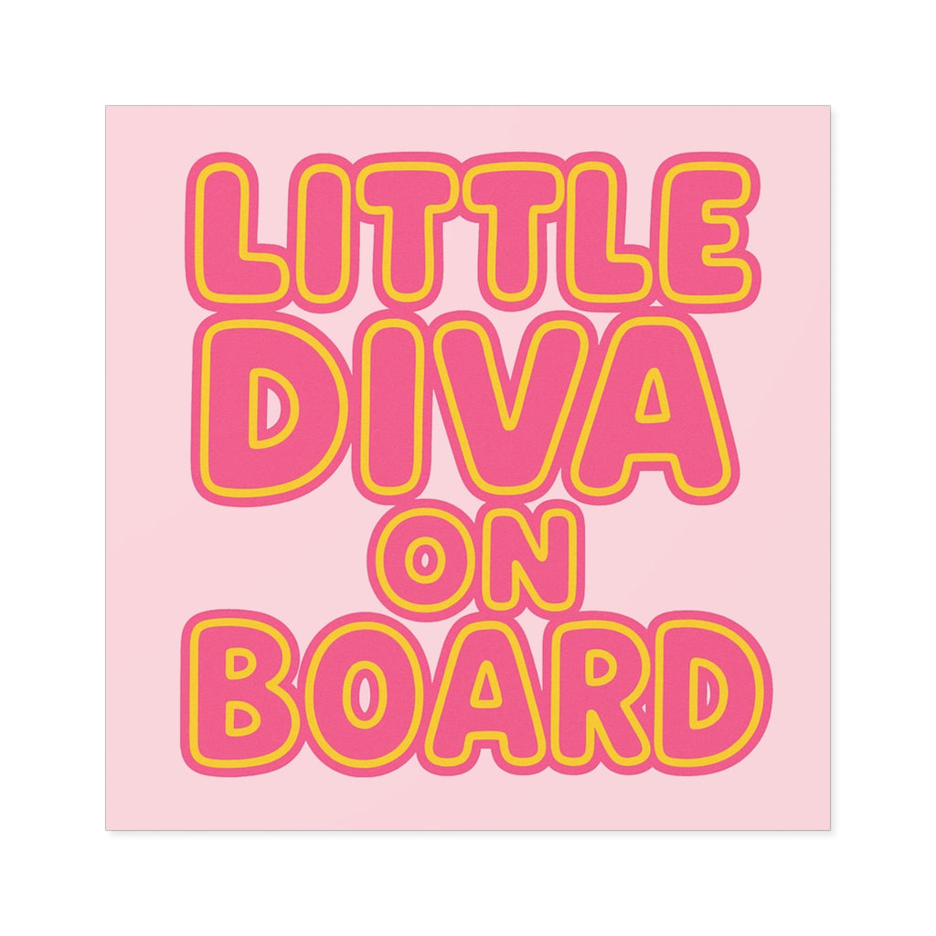 Little Diva On Board Sticker - Funny Baby Diva Bumper Decal, Sassy Baby on Board Parody, Satirical Glam Baby Car Sticker