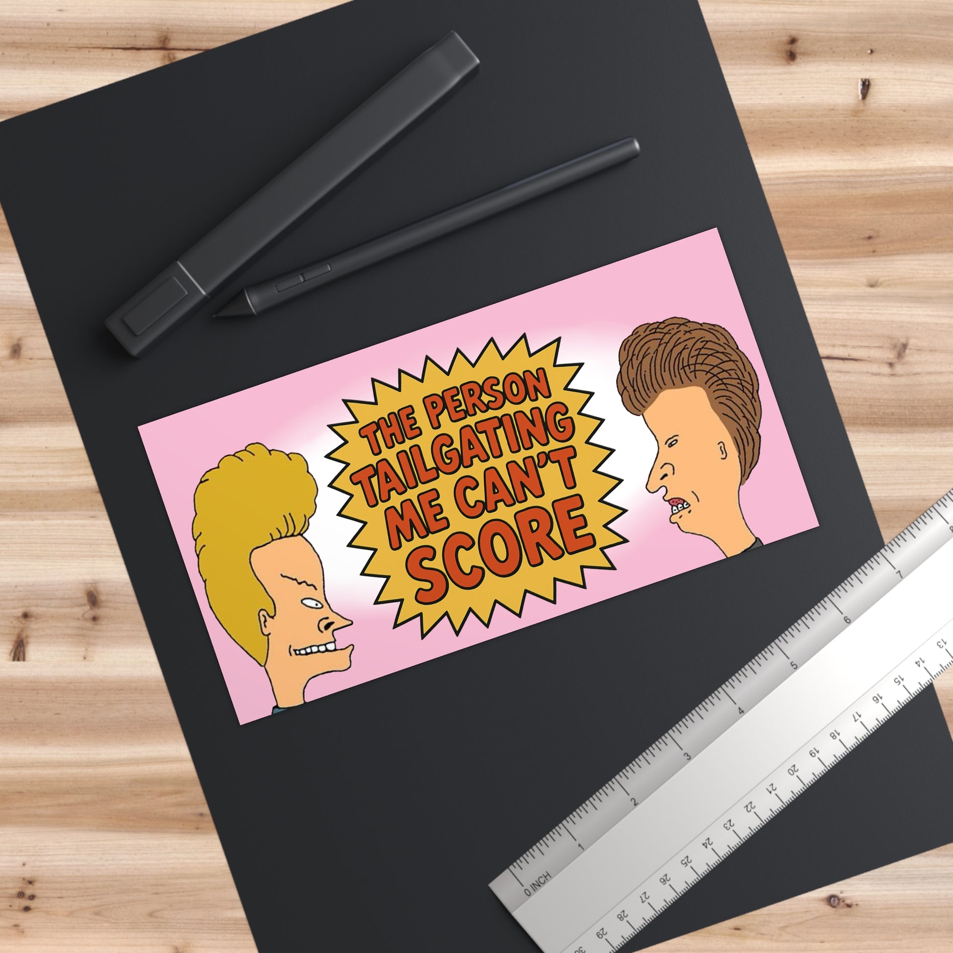 Retro Beavis and Butthead Car Sticker - Road Rage Humor for Tailgaters