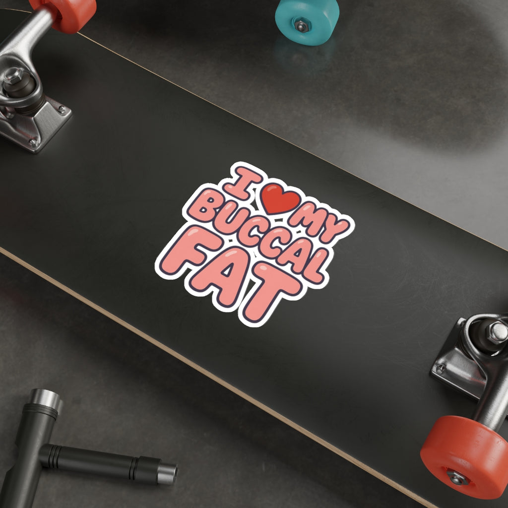 I <3 My Buccal Fat Bumper Sticker- Glossy Body Positivity Vinyl Decal for Cars, Laptops & Chaos Enthusiasts