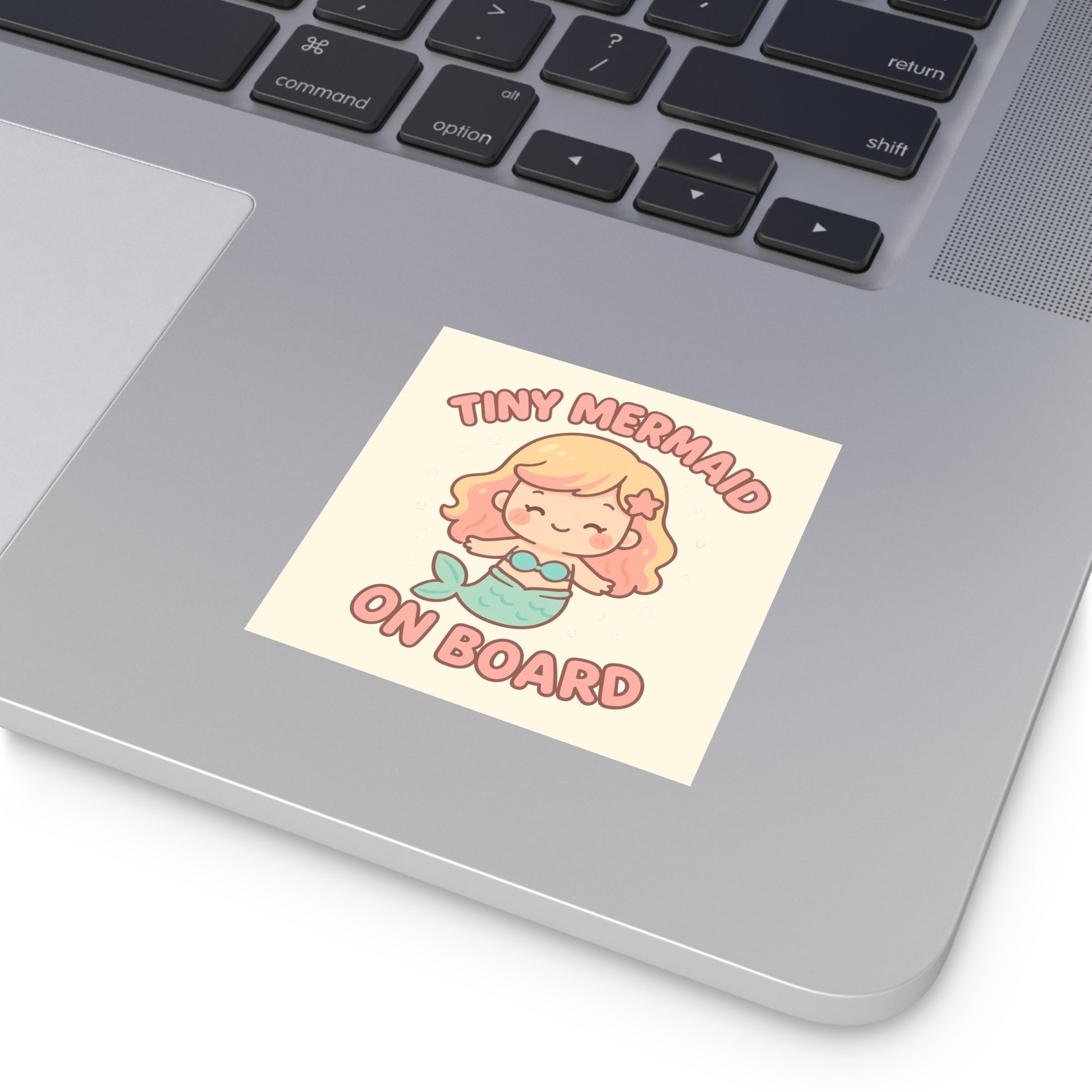 Tiny Mermaid On Board Sticker - Cute & Funny Baby Mermaid Bumper Decal, Magical Satirical Car Sticker, Fantasy Baby on Board Parody
