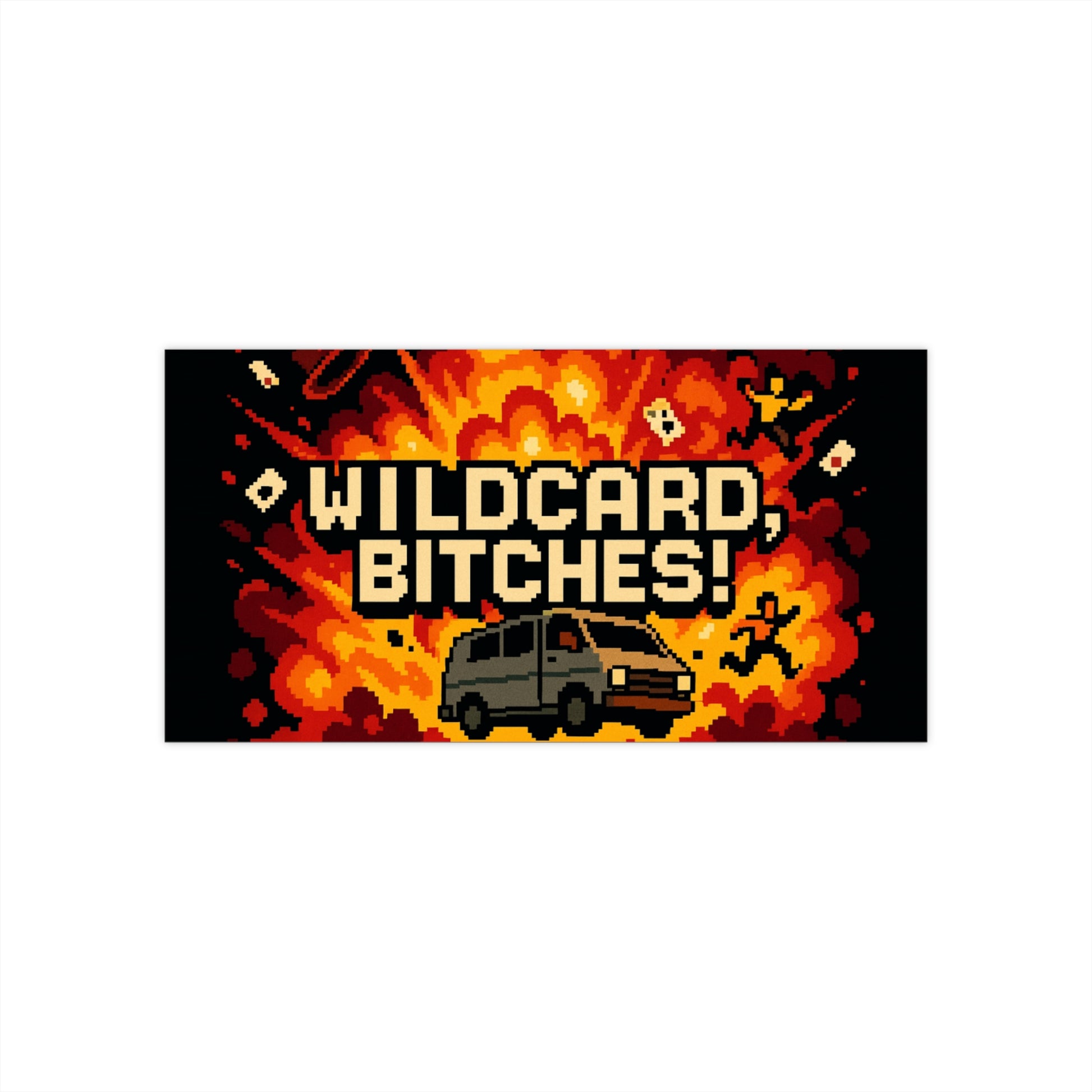 Wildcard B!tches! - 8bit Explosion Bumper Sticker - Chaotic Car Decal