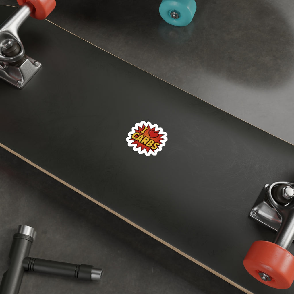 I <3 CARBS Bumper Sticker - Retro Comic Style Food Lover Decal for Car, Laptop, or Chaos Spreading