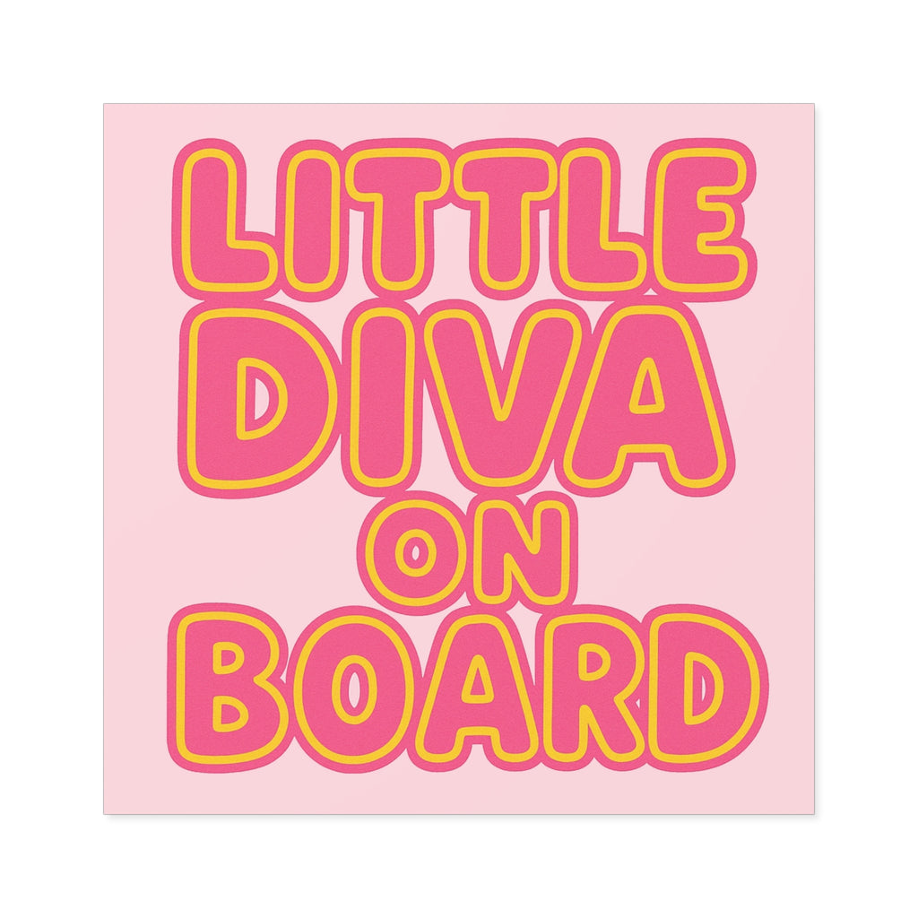 Little Diva On Board Sticker - Funny Baby Diva Bumper Decal, Sassy Baby on Board Parody, Satirical Glam Baby Car Sticker