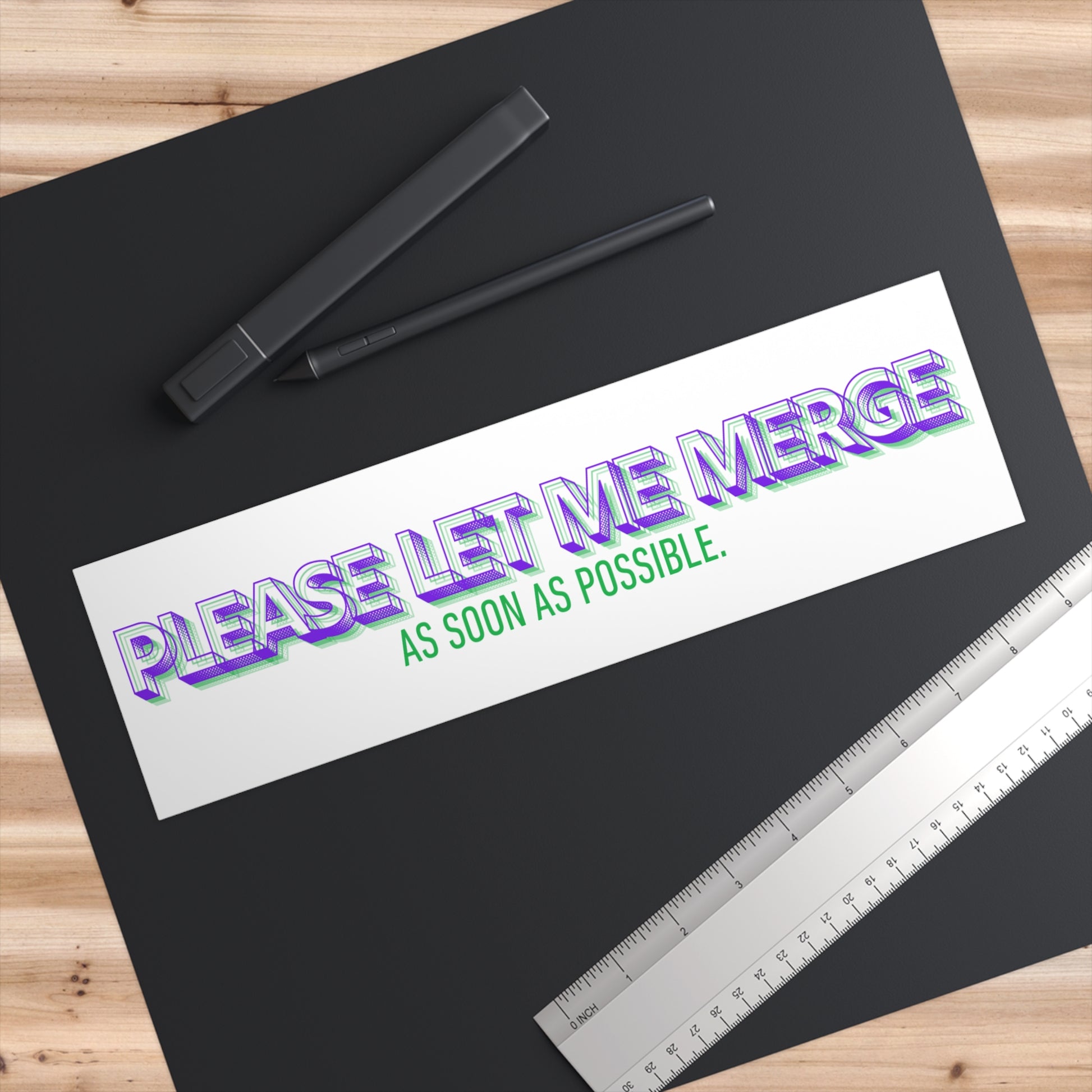Funny Bumper Sticker - 11"x3" - Please Let Me Merge As Soon As Possible - Car Decal, Traffic Humor, Road Rage Sticker, Funny Driver Gift