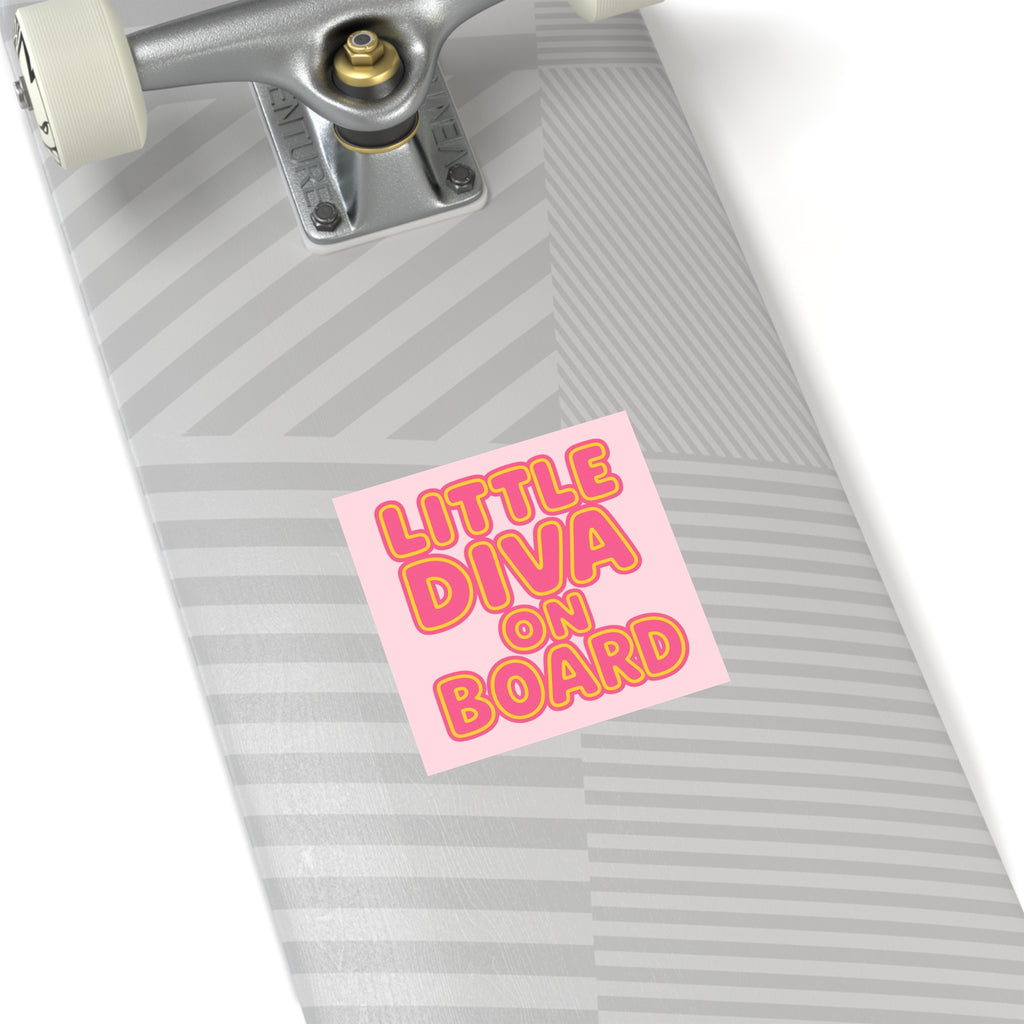 Little Diva On Board Sticker - Funny Baby Diva Bumper Decal, Sassy Baby on Board Parody, Satirical Glam Baby Car Sticker