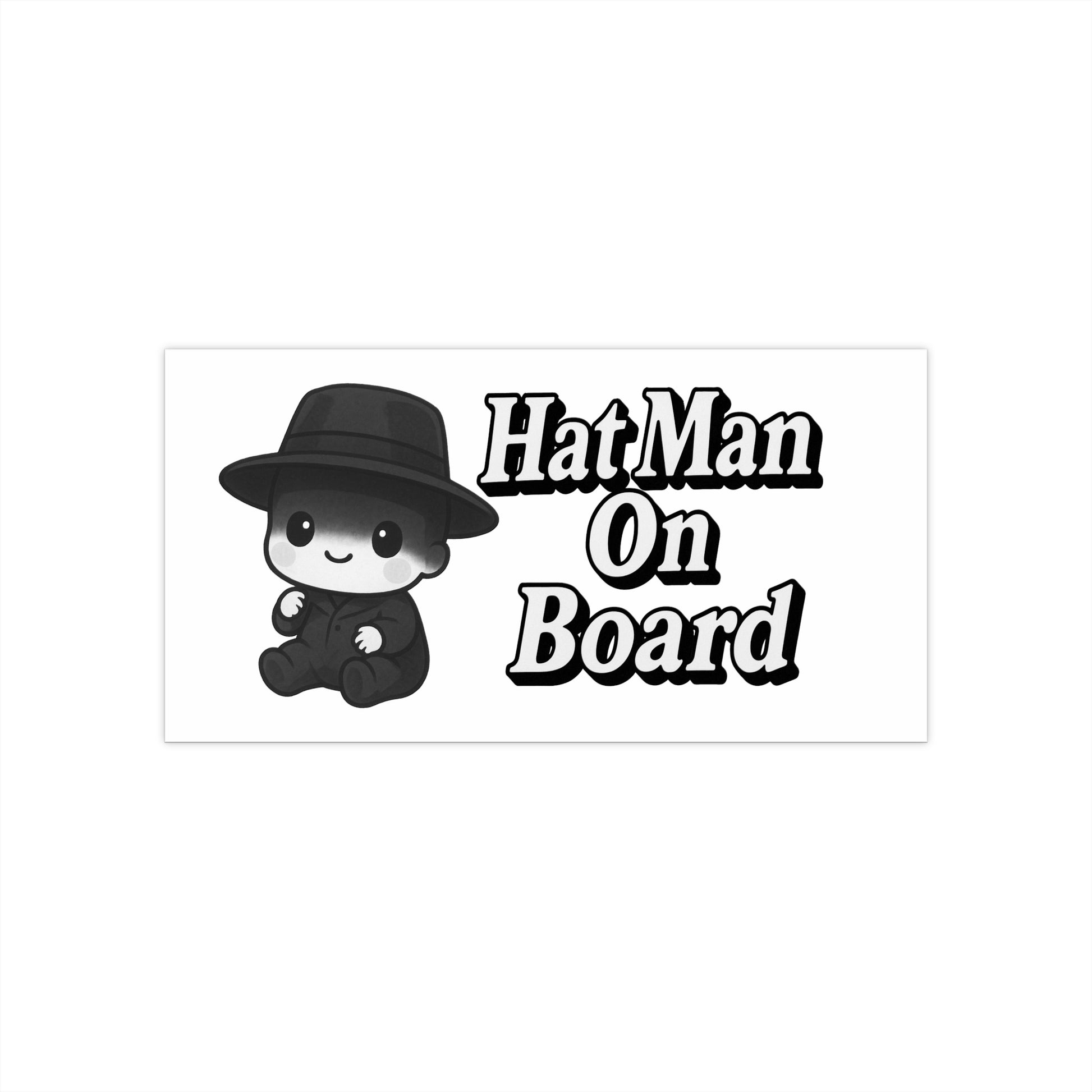 Hat Man On Board Bumper Sticker - Funny Baby with Hat Decal, Parody Baby on Board Meme Sticker, Satirical Infant Warning Sign