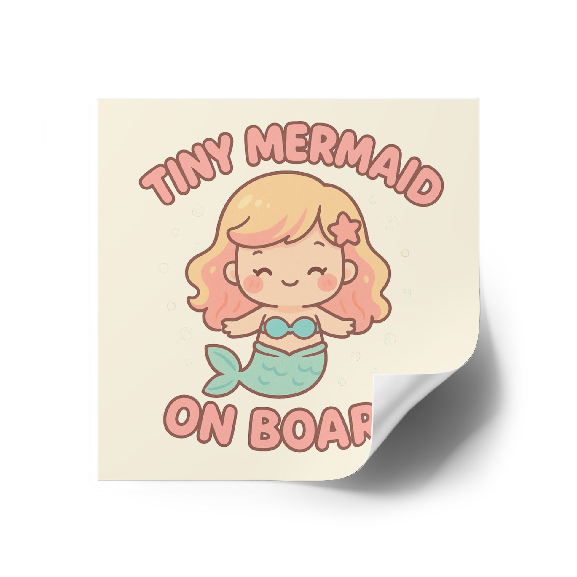 Tiny Mermaid On Board Sticker - Cute & Funny Baby Mermaid Bumper Decal, Magical Satirical Car Sticker, Fantasy Baby on Board Parody