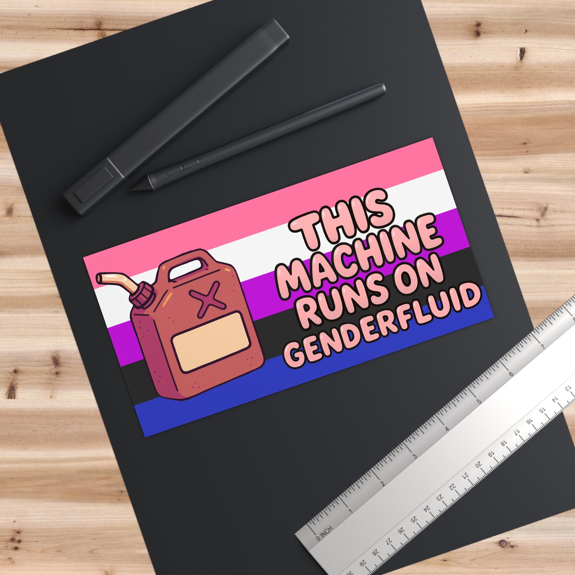 Genderfluid Pride Bumper Sticker, Funny Car Decal, LGBTQ+ Car Accessories, Queer Community Gifts, Pride Parade Decoration