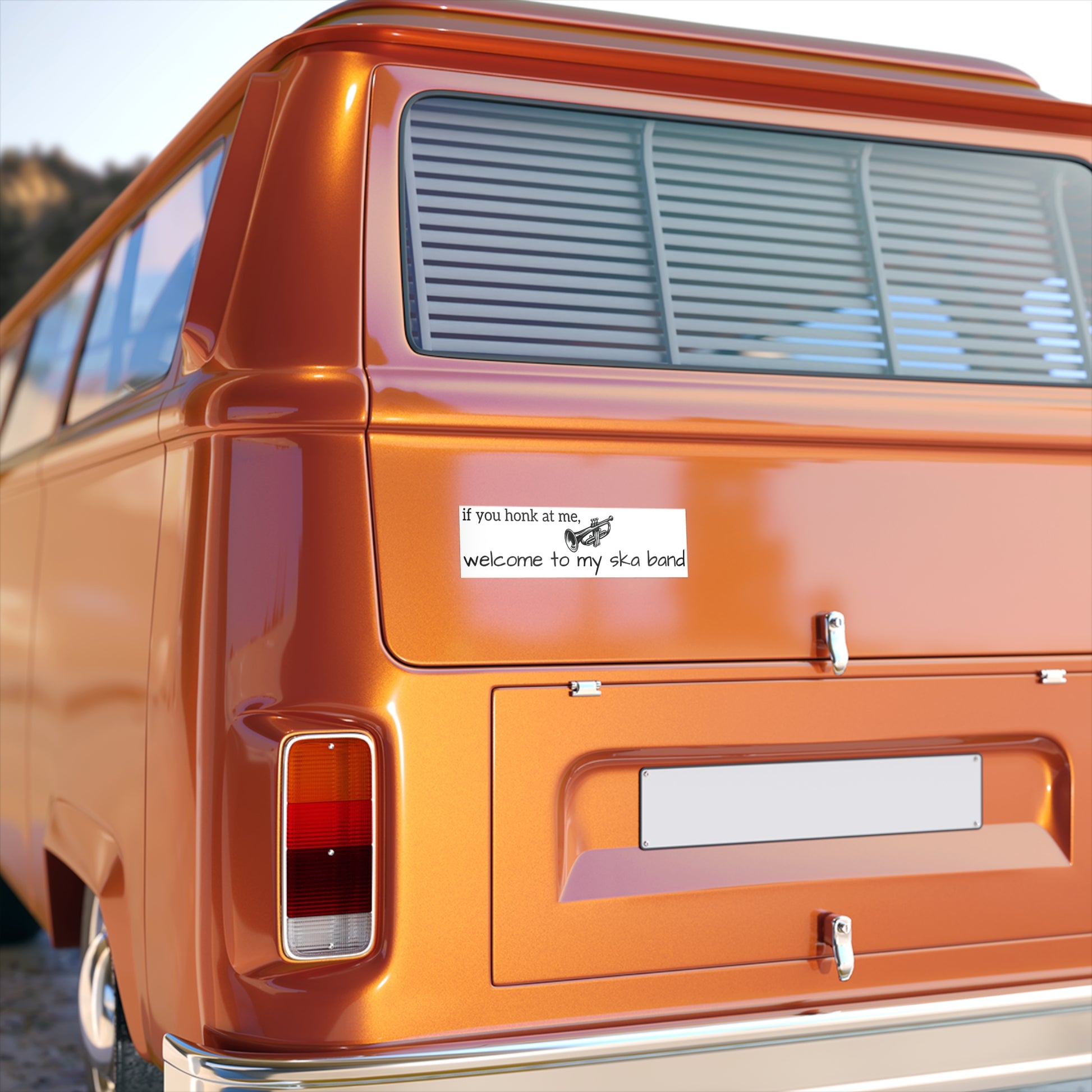 Funny Ska Band Bumper Sticker - If You Honk at Me, Welcome to My Ska Band - Music Humor Car Decal, 11x3 Inch Vinyl
