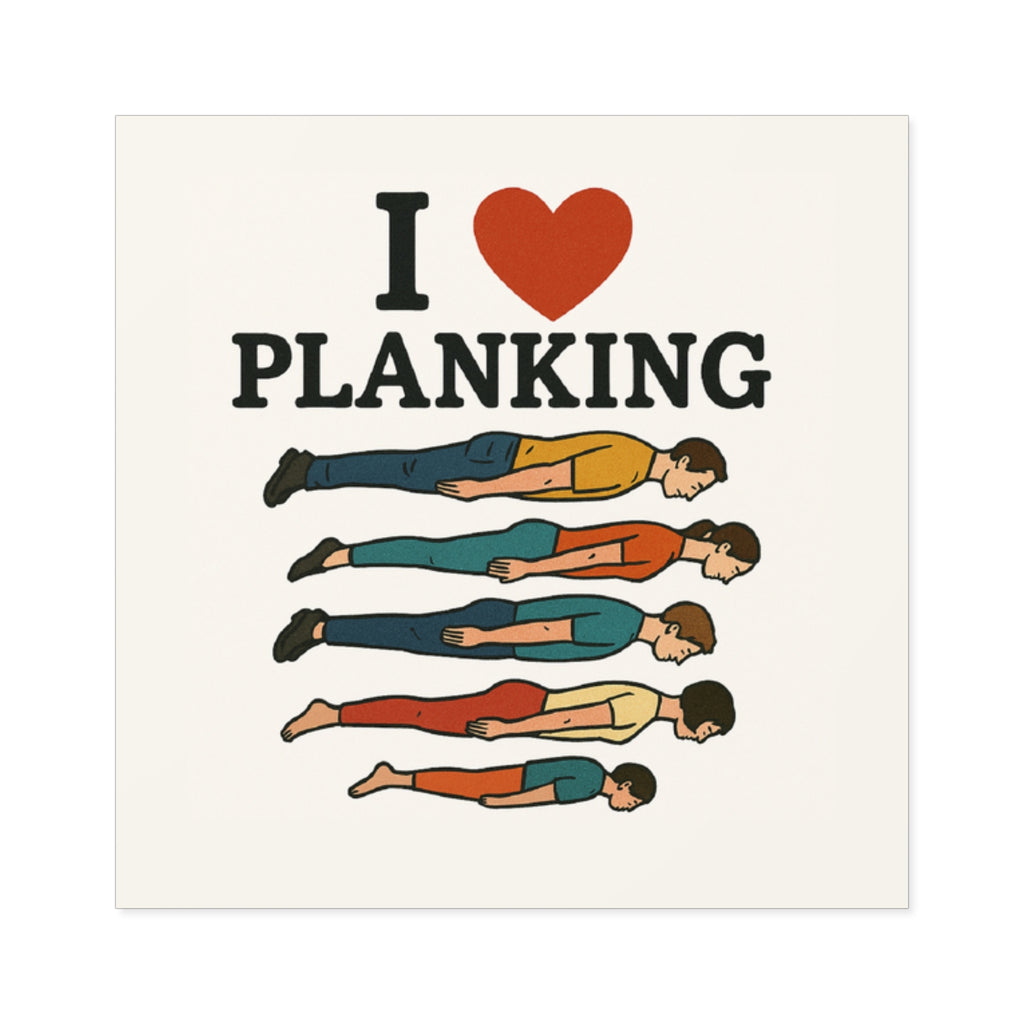 I Heart Planking Sticker - Funny Retro Meme Vinyl Decal - Ironic Absurd Humor, Internet Trend Revival, Shitpost Car Laptop Sticker